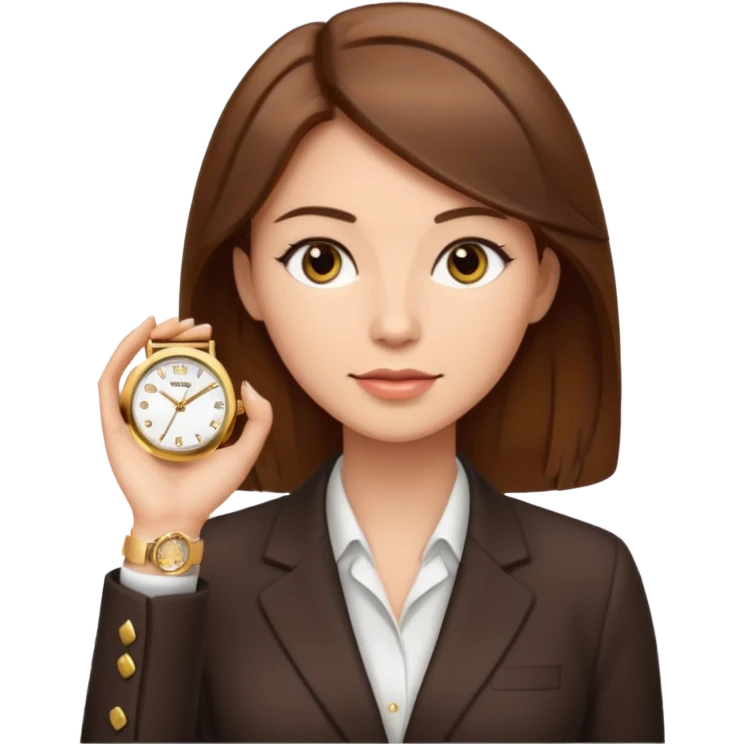 A buissnes Woman with Brown hair and a Gold watch emoji
