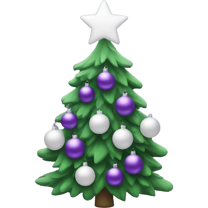 A purple Christmas tree with white ornaments emoji