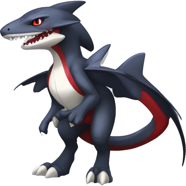 Black Cool Edgy Anthro Sharpedo-Sergal-Garchomp-Fakémon  with White and Red Edgy markings emoji