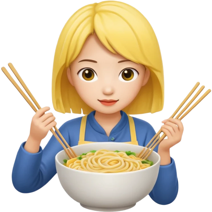 Yellow girl making noodle emoji