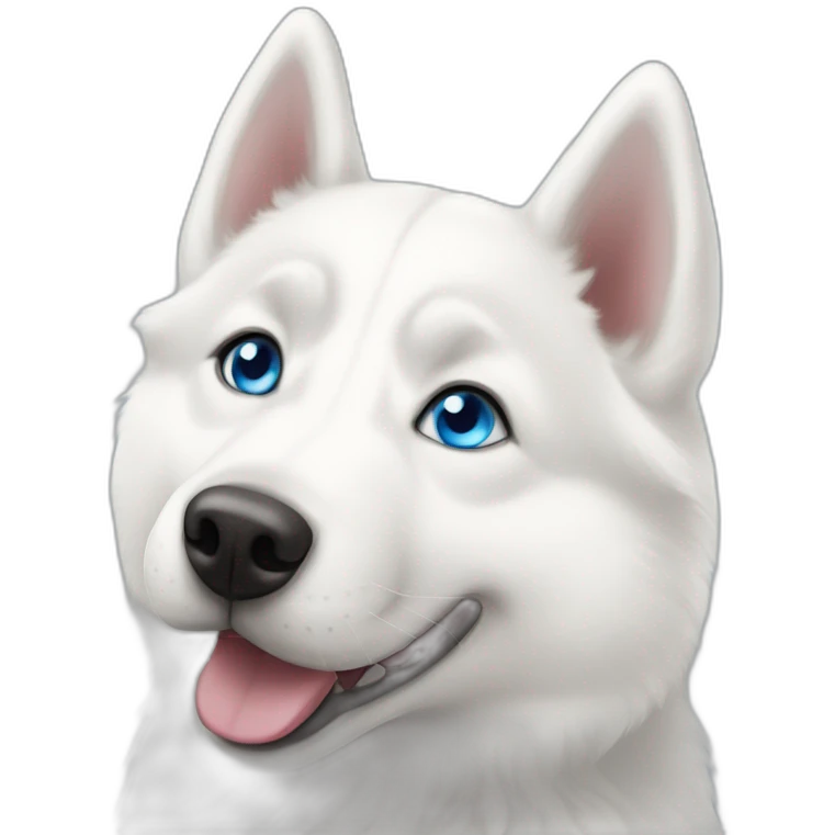 Young White Siberian husky smile  blue eyes emoji
