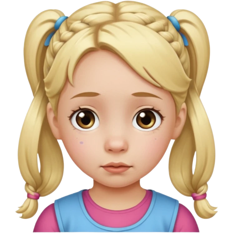 ["Little girl with blonde pigtails, two large teardrops on her cheeks."] emoji