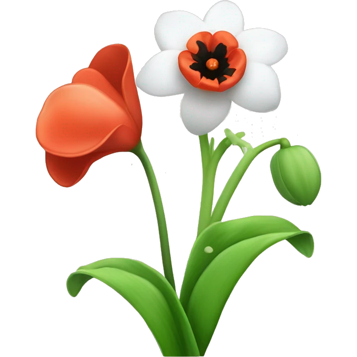 Lilly of the valley flower and a poppy flower emoji