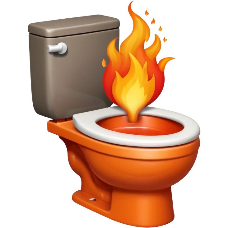 A smiling toilet with fire coming from its bowl emoji