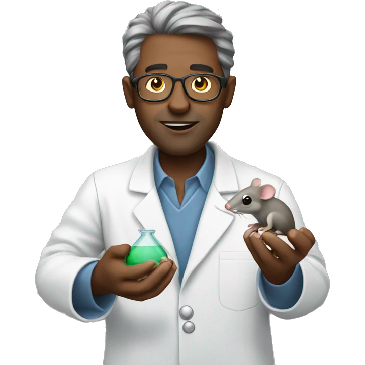 Scientist holding a mouse emoji