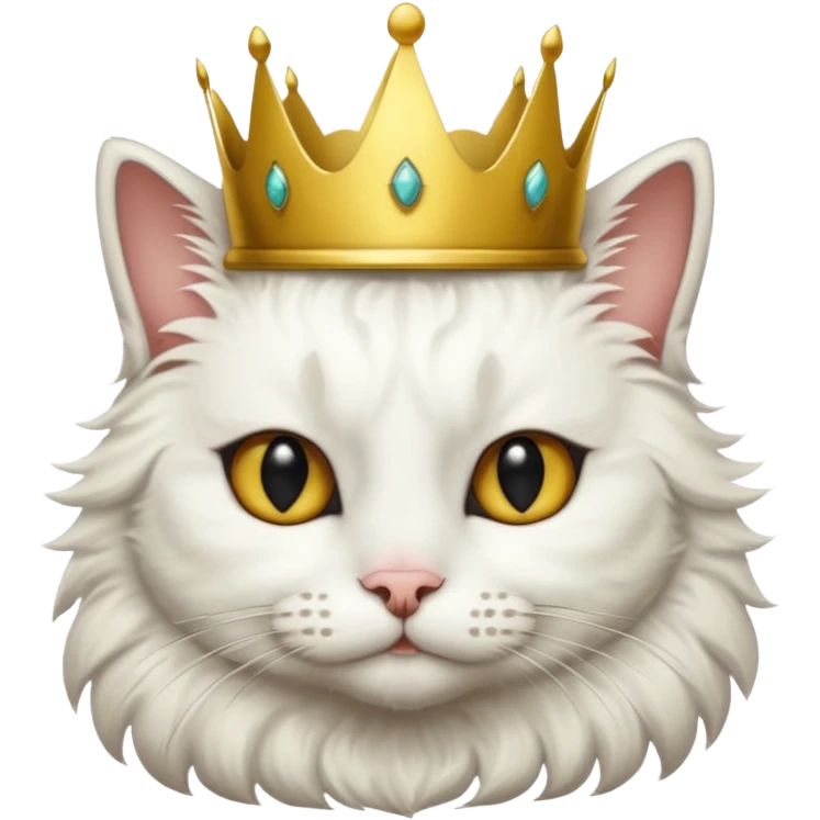 White cat with black spot over its eye that is a king emoji