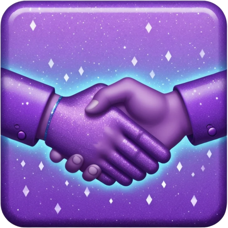 Glitter Purple and Cian handshake emoji