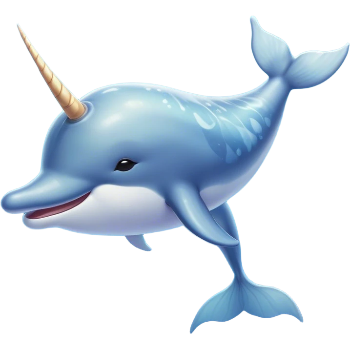 Beautiful and Majestic Cute Narwhal Portrait Emoji, Head and body rendered in serene repose with a gentle, radiant smile, showcasing a streamlined, graceful form adorned with a luminous spiraled tusk and peacefully closed eyes, Simplified yet exquisitely endearing features, highly detailed, glowing with a soft, majestic ocean light, high shine, serene and utterly enchanting, stylized with an air of magical marine splendor, soft glowing outline, capturing the essence of a beautiful and majestic cute narwhal that embodies the quiet wonder of the deep blue! emoji
