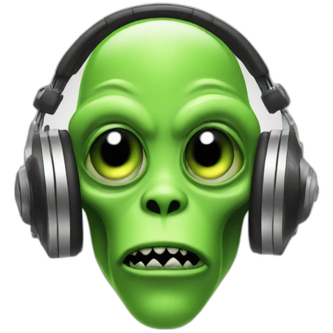 a dj alien with ear plug emoji