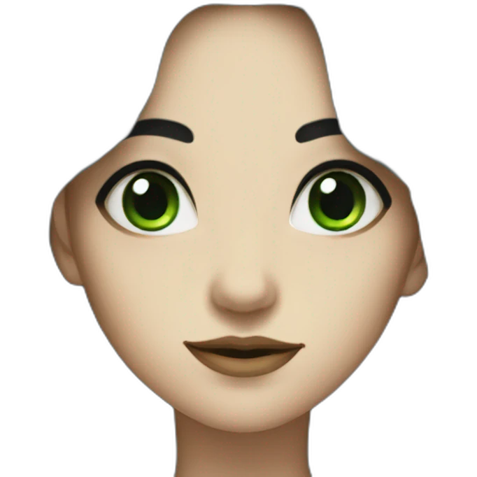 Witch with green eyes and long black wavy hair emoji