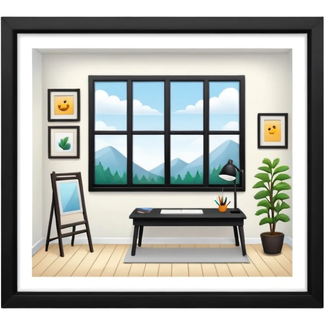 white wood room (cozy art studio) emoji