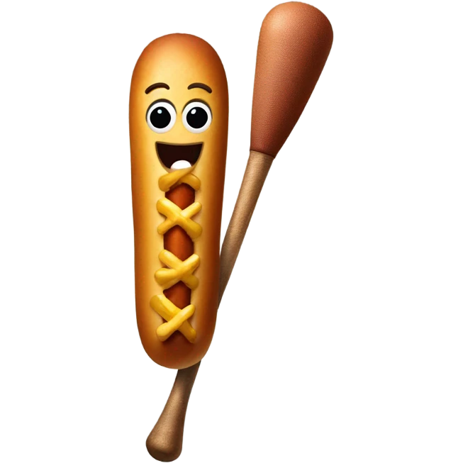 Corndog with baseball bat emoji