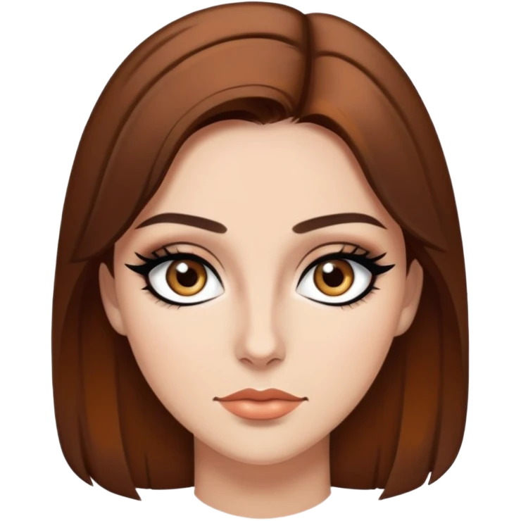  brown hair, hazel eyes, sharp black eyeliner Baddie emoji