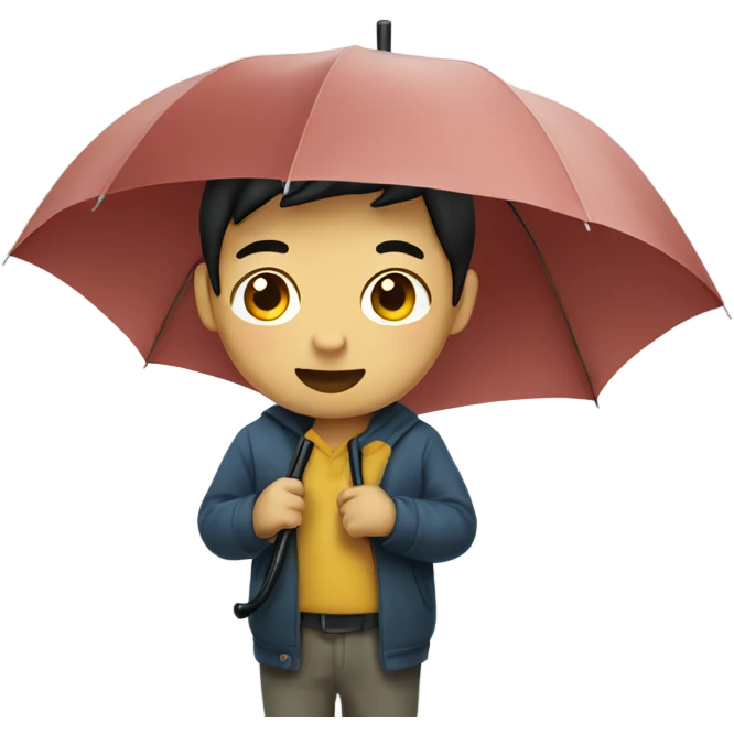 Asian boy holding umbrella emoji