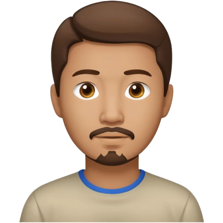 Asian man with brown hair and a goatee, simple style emoji