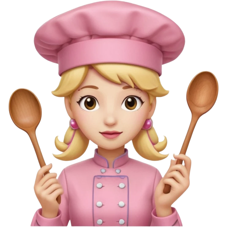 Pink chef hat princess peach with a hand and spoon emoji