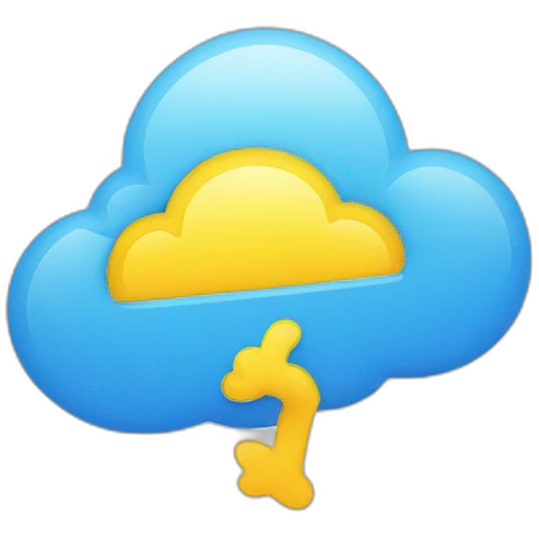Yellow cloud connected blue email emoji