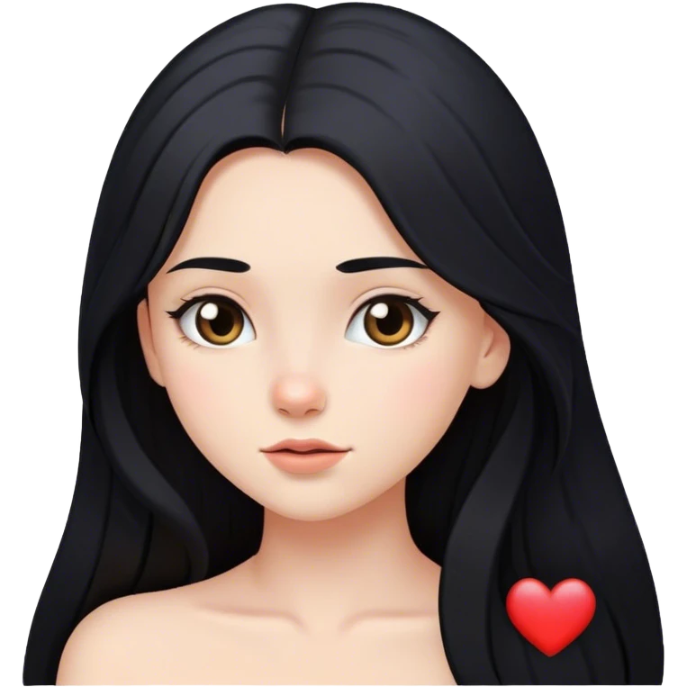 black-haired long hair white young girl looking in love emoji