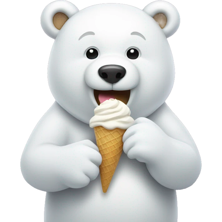 white bear eating ice cream emoji