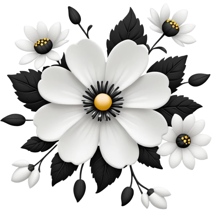 White and black flowers emoji