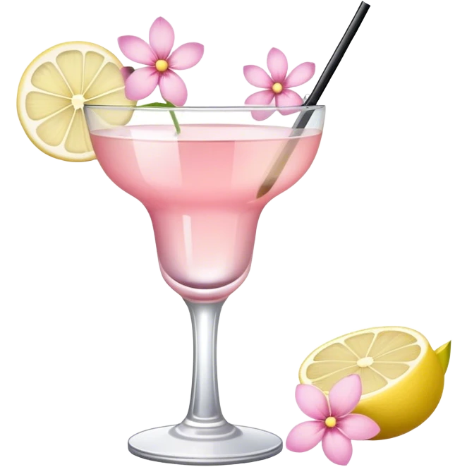 Cocktail with light pink flowers emoji