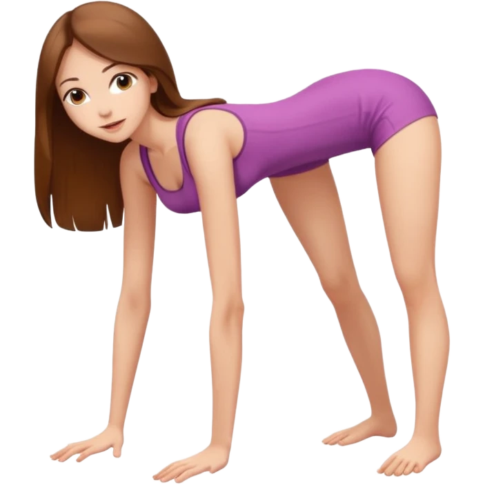 a young thin woman on all fours, doggy style position, legs spread, long hair . emoji