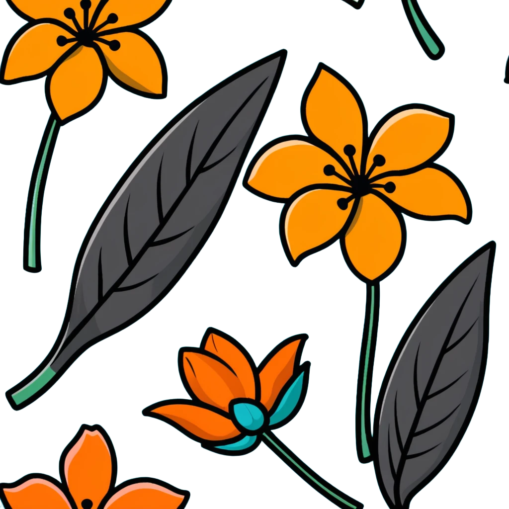 vibrant tropical flower with teal and orange colors emoji