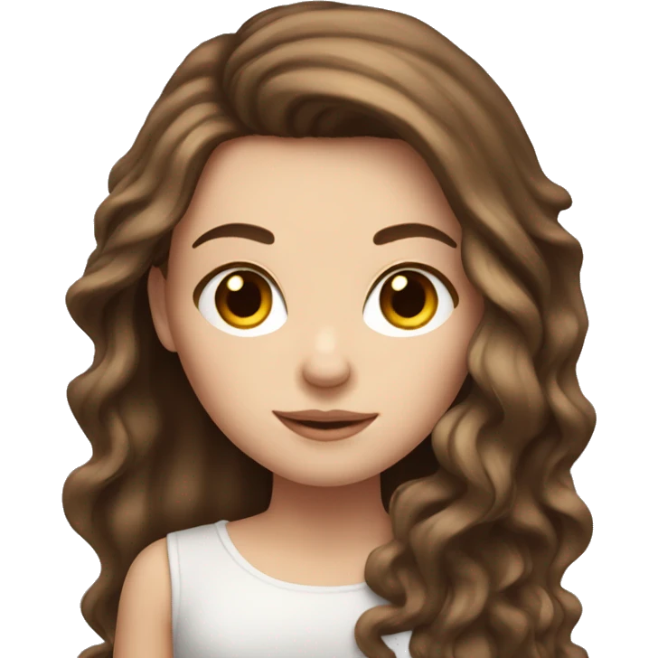 White girl with long voluminous brown hair emoji