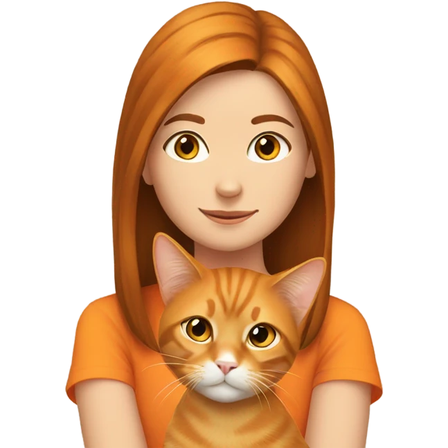 Orange cat with brown girl emoji
