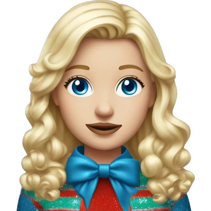 Blonde girl blue eyes wearing hyper realistic Christmas outfit  emoji