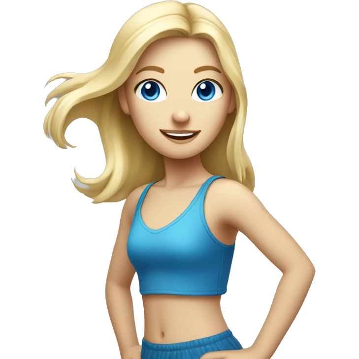 Blond girl with blue eyes dancing emoji