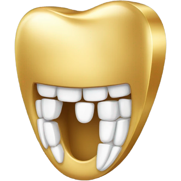 A gold tooth smiling with a gold tooth emoji