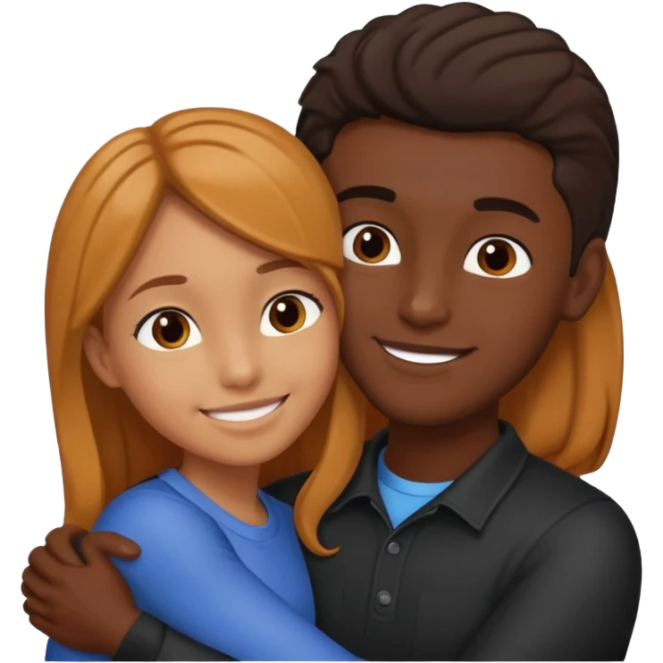 carmel girl and tall darkskin boy hugging  emoji