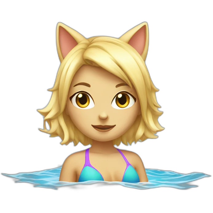 hot catgirl blonde swim suit emoji