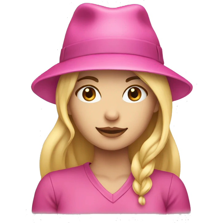 Blonde girl with pink hat who think emoji
