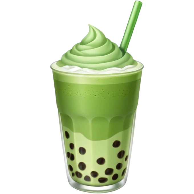 matcha latte with boba and ice emoji