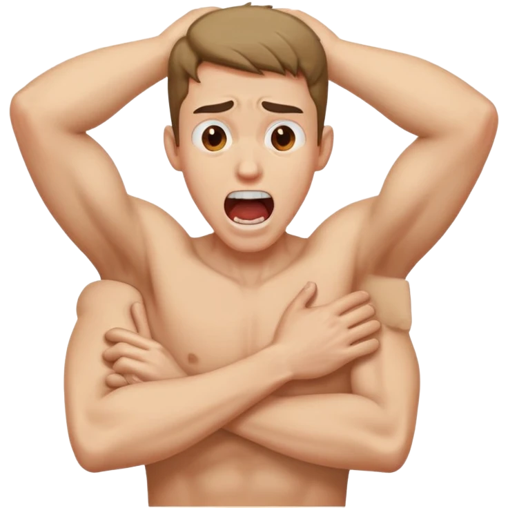 Arms crossed holding neck screaming guy emoji