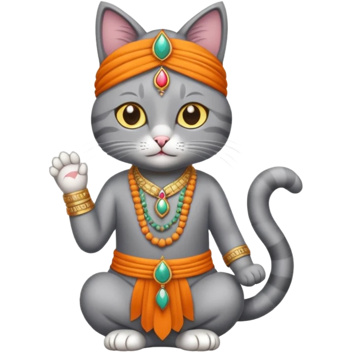 grey cat wearing indian clothes emoji