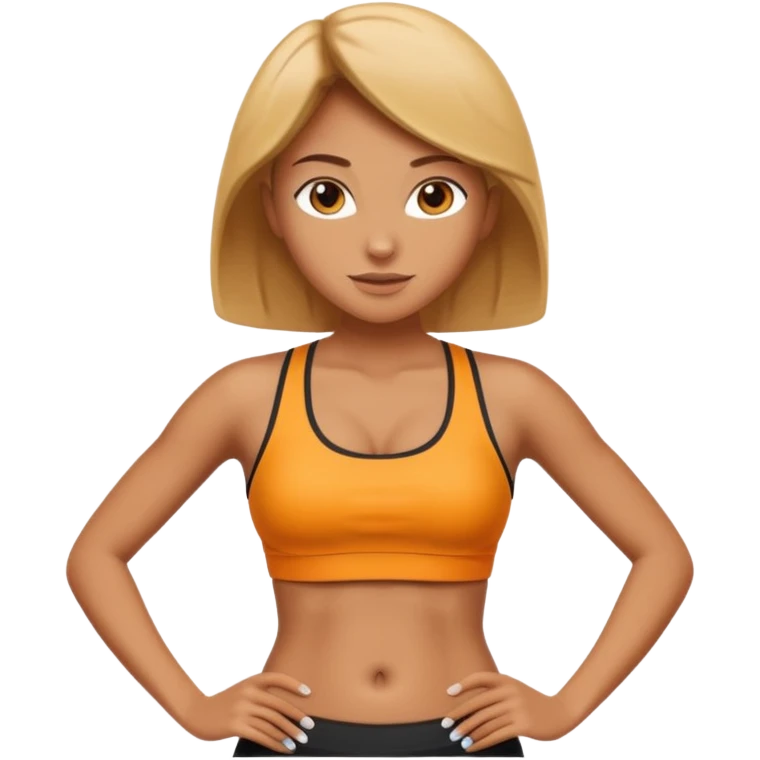 sporty woman cartoon emoji style belly abs emoji