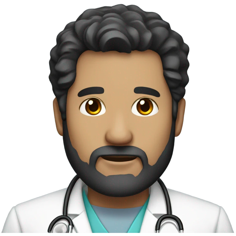 my dad he is 45 and a doctor with black hair and beard and white emoji