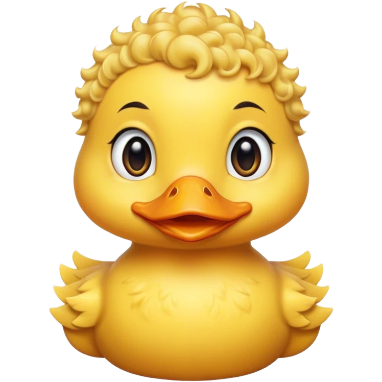 Yellow cute duck with short curly hair  emoji