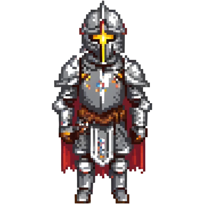black knight in full armor, pixel art style emoji