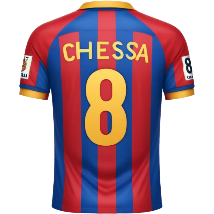 buat custom barcelona nama chessy nomor punggung 8 menghadap belakang hanya baju nama chessy tidak pakai orang nomor punggung 8 menghadap belakang emoji