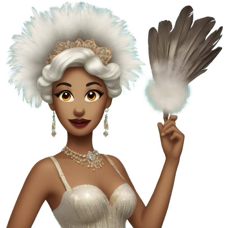 Burlesque dancer with feather fans emoji