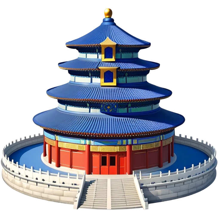 Temple of Heaven in Beijing, circular blue roof temple, ancient Chinese religious building, emoji style emoji