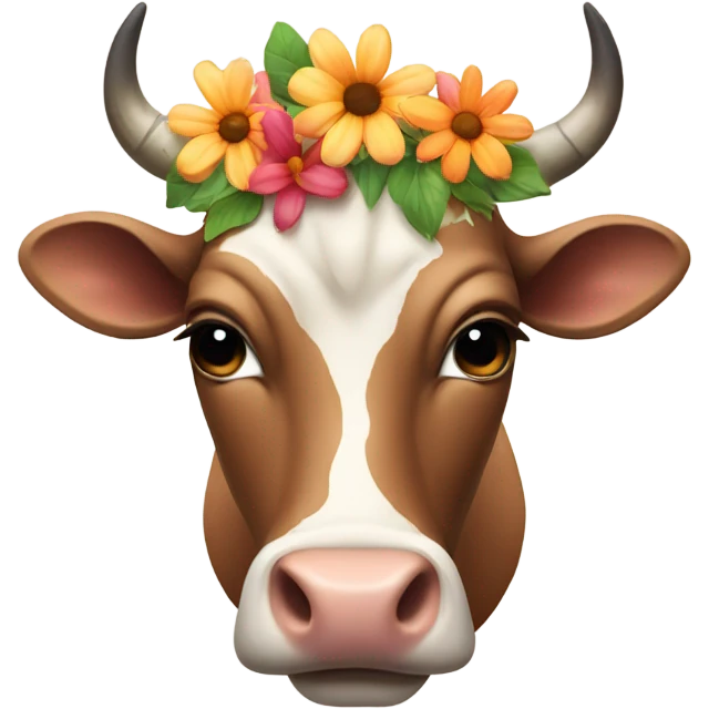 Cow with flowers on its horns  emoji