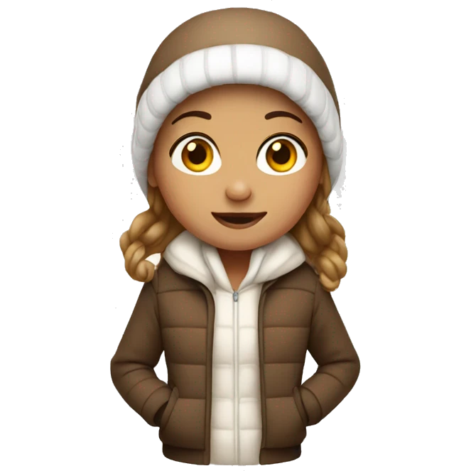 girl wearing a white and brown winter outfit emoji