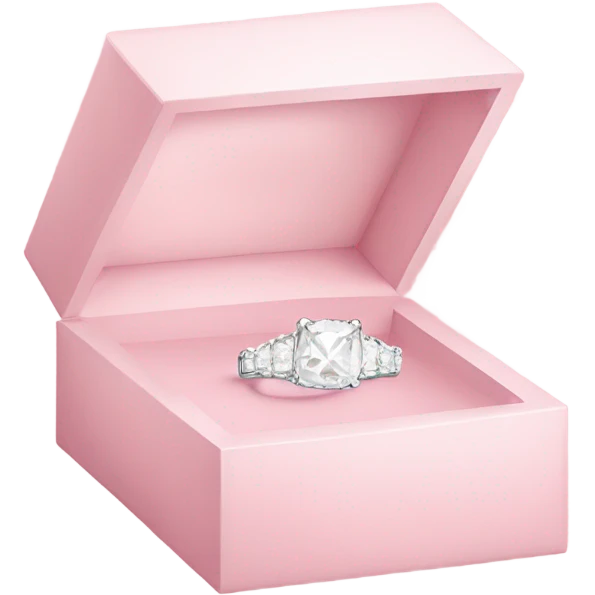 all white diamond ring in light pink box emoji