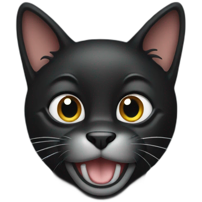 goofy black cat emoji