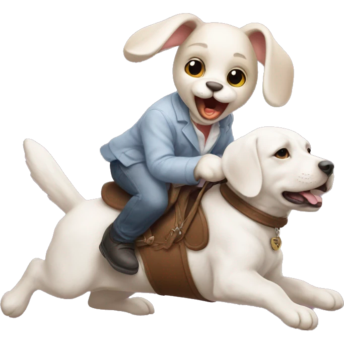 Bunny riding a puppy emoji